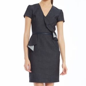 Raoul Asymmetrical Denim Ruffle Fitted Dress